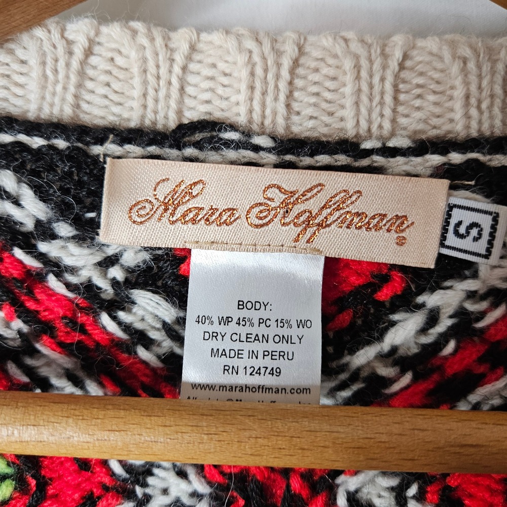 Mara Hoffman Intarsia Aztec Pattern Oversized Swe… - image 2